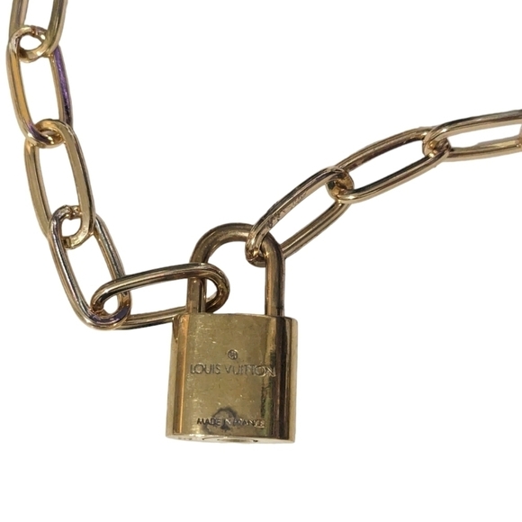 Authentic Louis Vuitton Padlock & Key Gold-Plated Paperclip Necklace & Bracelet - Picture 9 of 9